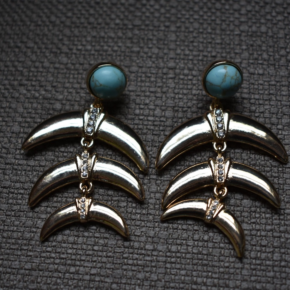 BaubleBar Turquoise & Gold Statement Drop Earrings | Boho Glam